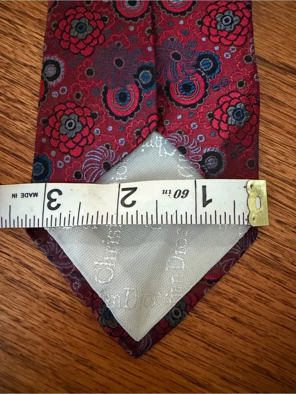 CHristian Dior Vintage Men's Burgundy Floral Silk Tie